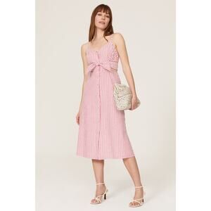 JASON WU Red White Stripe Shirtdress Tie Front Waist Cutouts Dress size 0